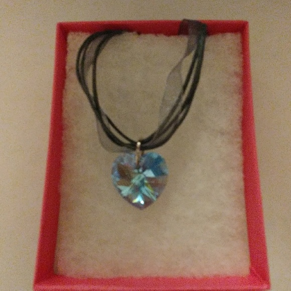 Aruba Blue Crystal Heart Necklace - Picture 2 of 8